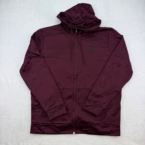 Under Armour Men's Burgundy Fleece Full Zip Hoodie Loose Fit XL  flawed
